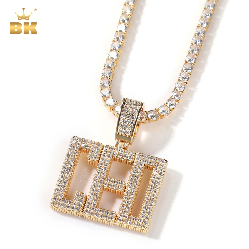 

THE BLING KING Custom Initial Letters Pendant With Tennis Chain Iced Out Cubic Zircon Name Necklace Personalized Hiphop Jewelry