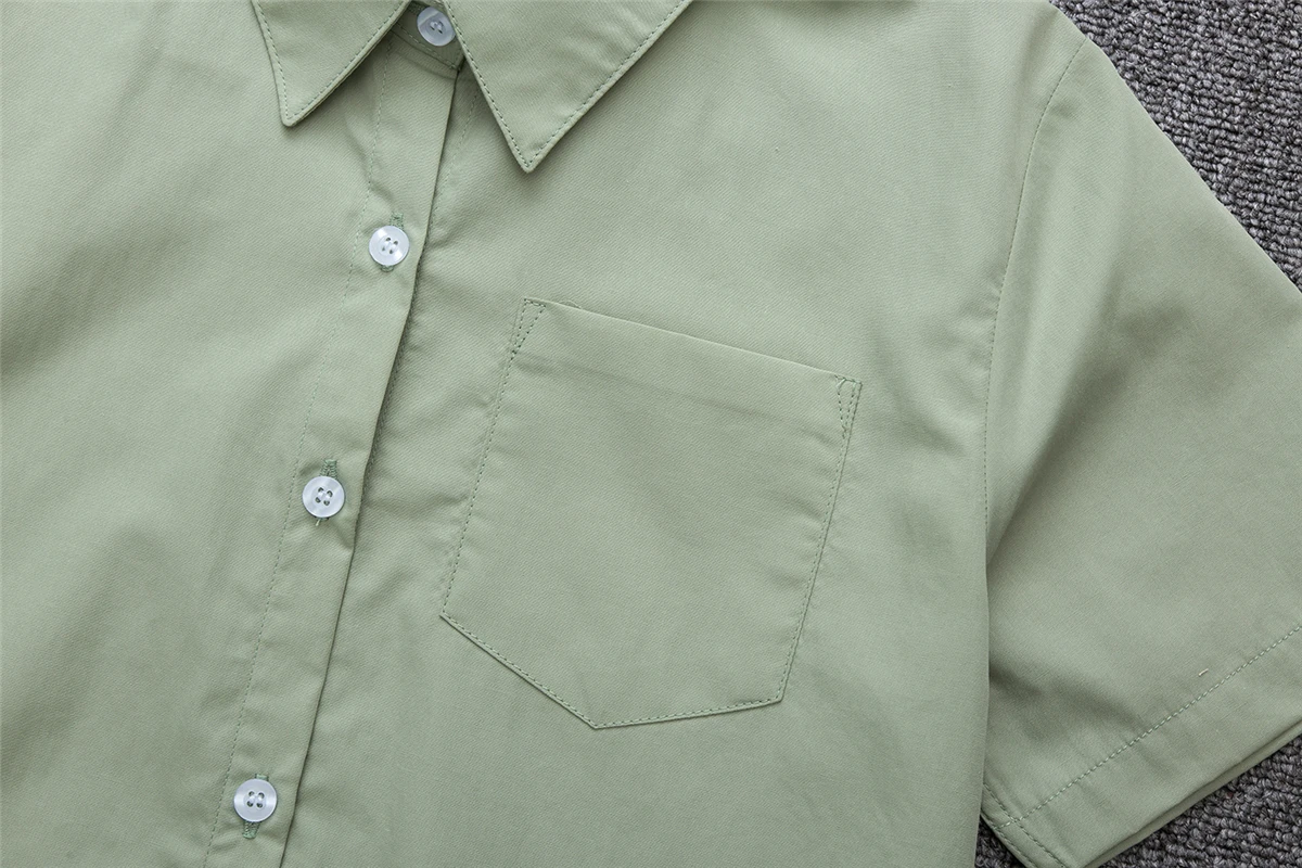 Uniforme escolar japonés para niños y niñas, Camisa de algodón de manga corta, de gran tamaño, XS-5XL Matcha, color verde claro