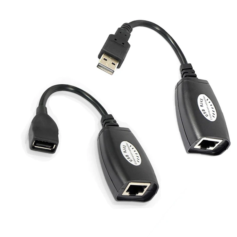 1 para USB do RJ45 LAN Ethernet przedłużacz Adapter do kabla 50M odległość Extender konwerter ponad Cat5E/6 przewód akcesoria komputerowe