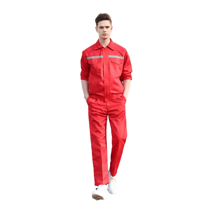 Long Sleeve Work Uniform For Men Factory Warehouse Workshop Mechanist Security Guard Coveralls Welding Clothes Reflective Strip