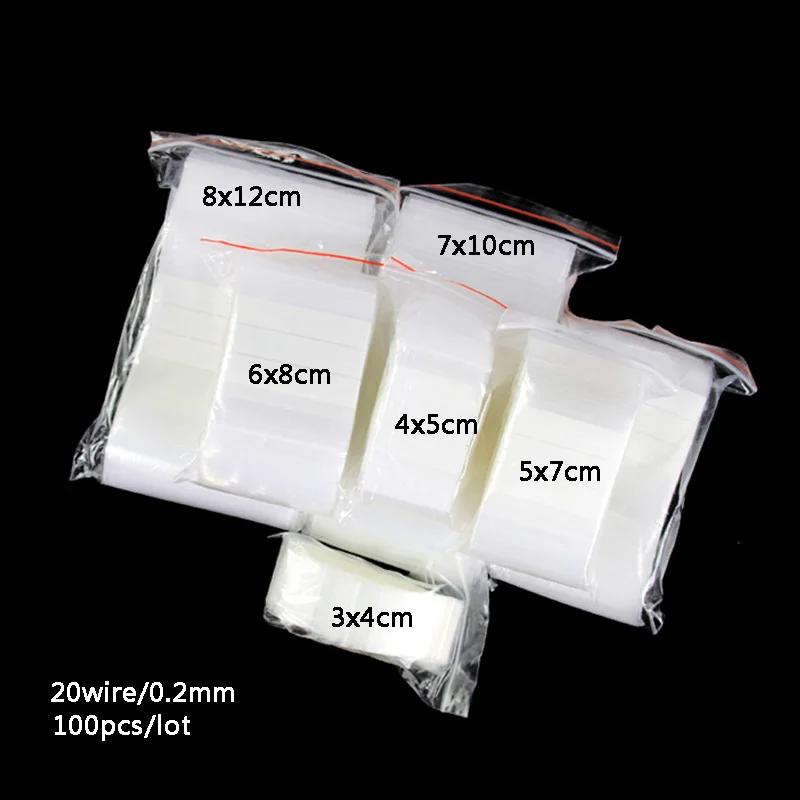 

Writable Mini Zip lock Bags Plastic Packaging Small Plastic Zipper Bag Jewelry Ziplock Pill Packaging Pouches Multi-size 100pcs