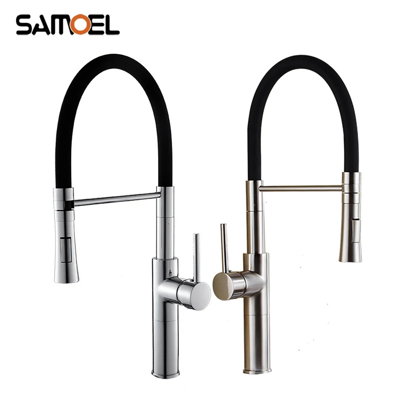 

Contemporary Brass Open Kitchen Sink Mixer Tap Deck Mount Single Handle Chrome Pull Out 360 Rotate Kitchen Faucets 1223C