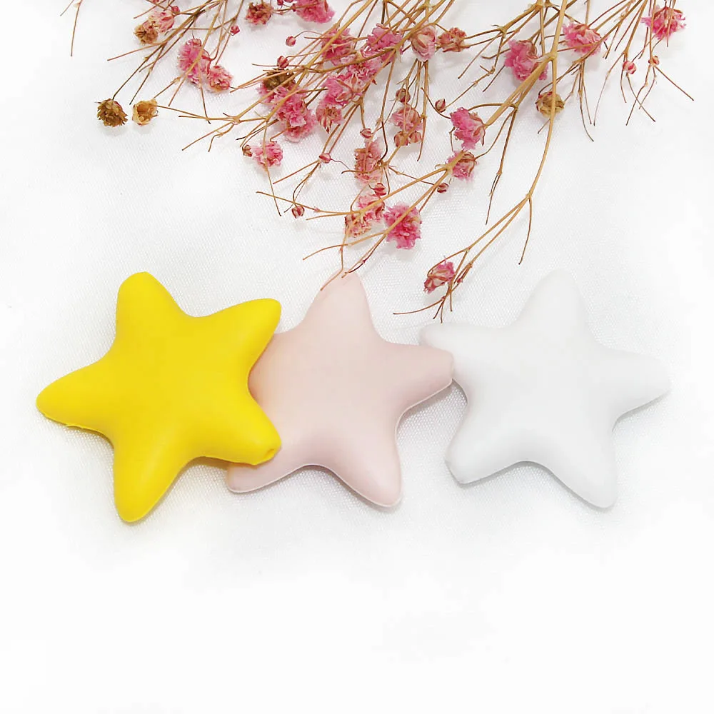 Cute-idea 10 pcs Star Silicone Beads Baby Food Grade Teethers DIY Baby Teething Toys For Pacifier Chain Necklace Accessories