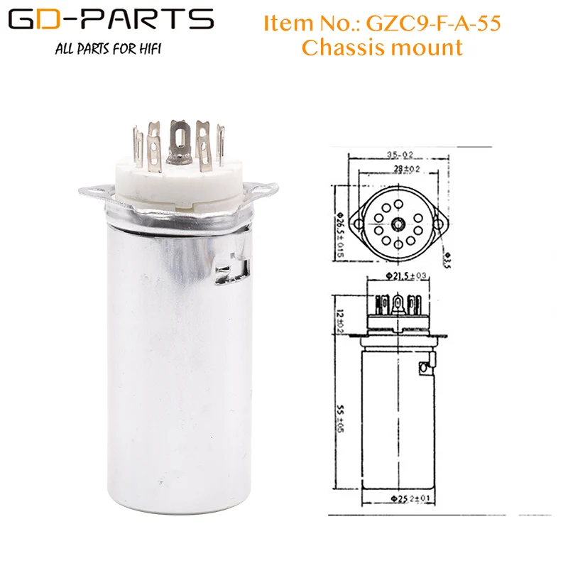 Full Aluminum Vacuum Tube Shield With 9pin Ceramic Tube Sockets for 12AX7 12AT7 12AU7 ECC83 ECC82 Guitar AMP PCB Chassis Mount - Image 2