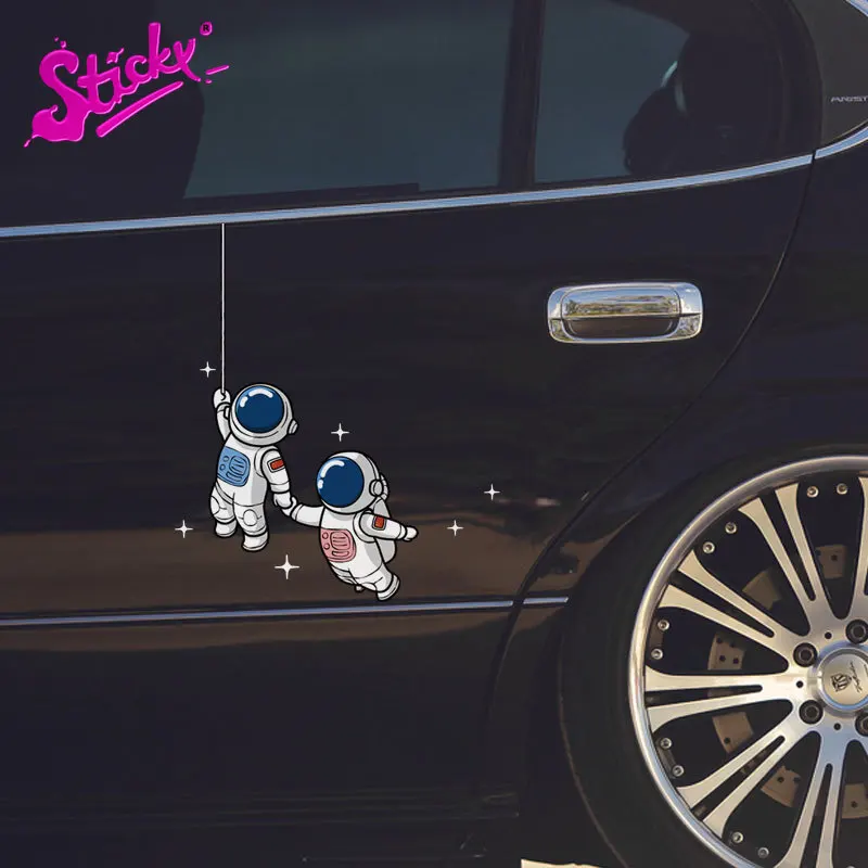 STICKY Astronaut Spaceman Car Auto Decal Stickers For Door Window Auto Motocross Racing Laptop Helmet Trunk Wall