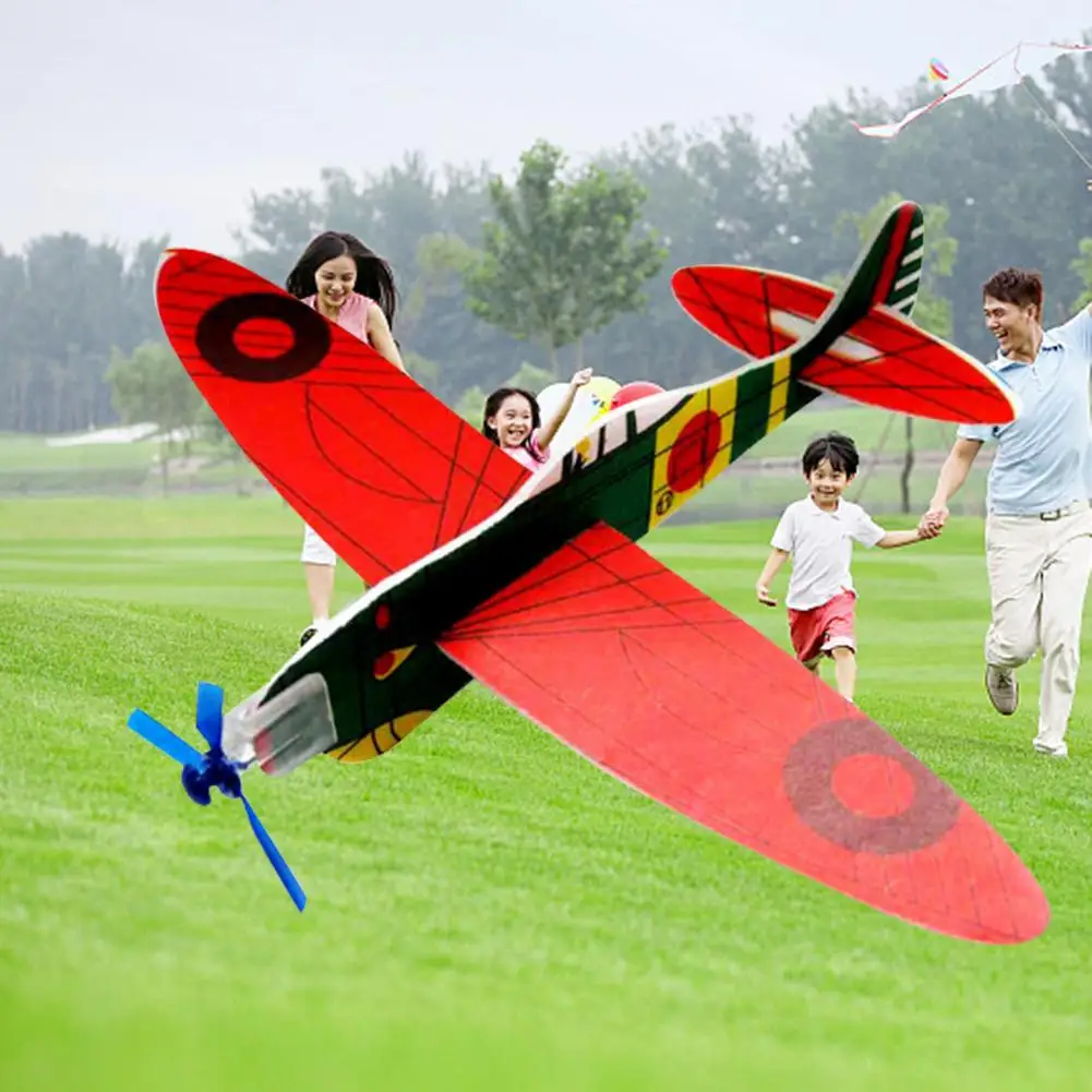 DIY มือโยนขนาดเล็ก Glider ของเล่นเด็กโฟมเครื่องบินประกอบชุดกีฬากลางแจ้งของเล่นเด็กเกม Kado Ulang Tahun