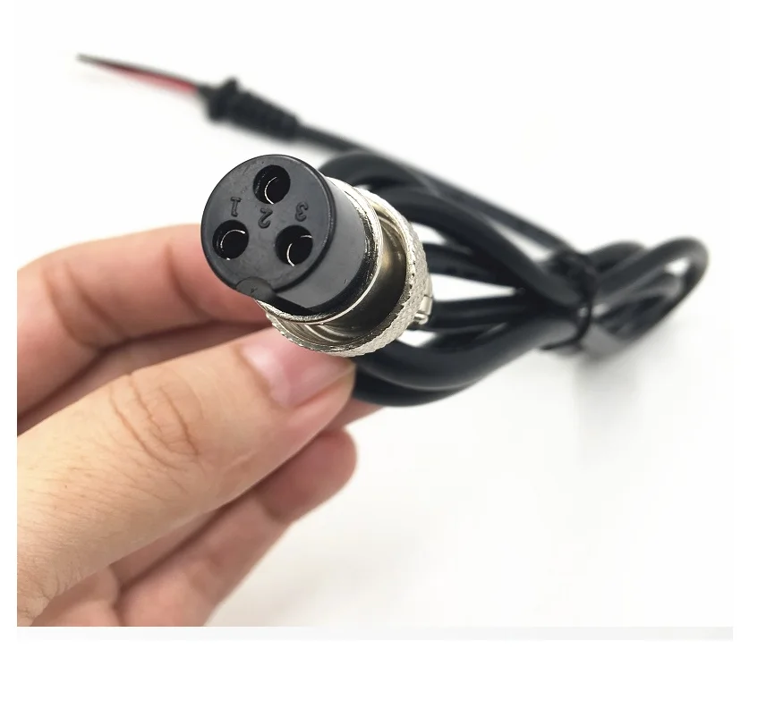 GX16 Connector Cable/Connector Replacement 3 holes female GX163 / Bracket for Electric Bicycle charger for DIY e-Bike battery