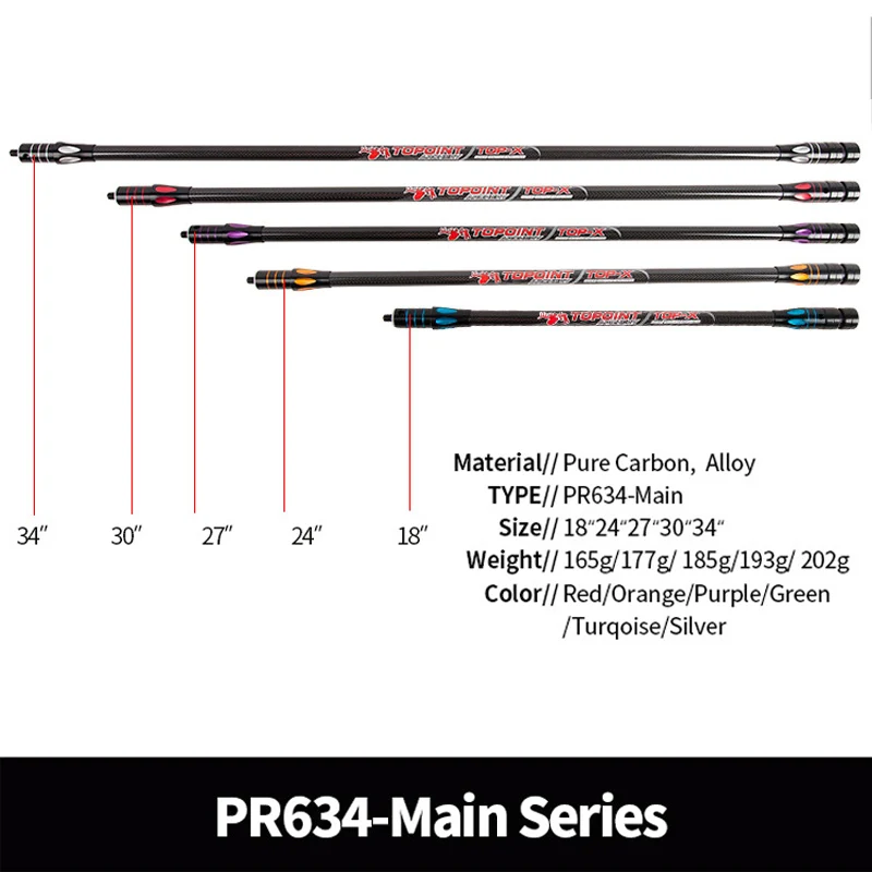 

Topoint PR634 Main-Bar 18/24/27/30/34 Inches 3K Pure Carbon Fiber Stabilizer For Compound Bow Archery Shooting