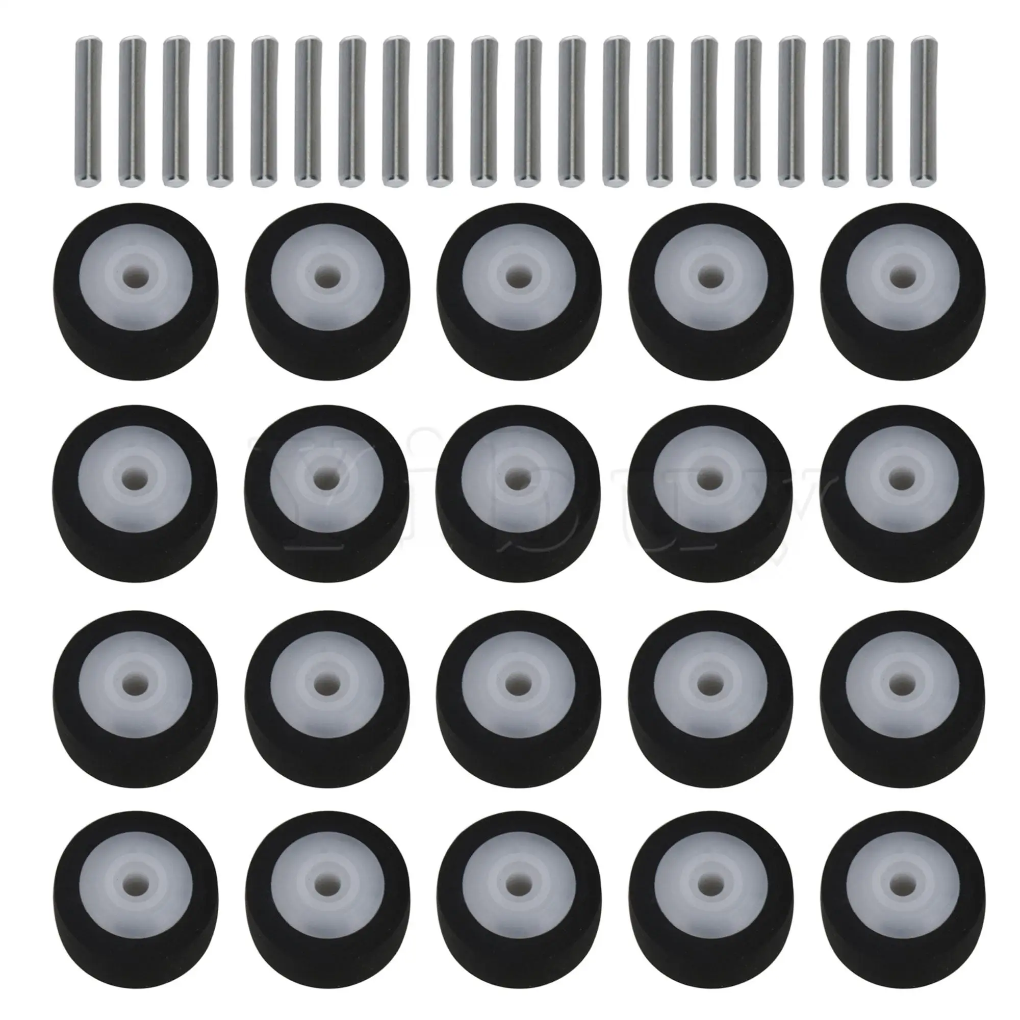 20pcs 13x6x2mm Black Rubber Bearing Roller Guide Pulley Bearing Wheel Pinch Roller with Axle