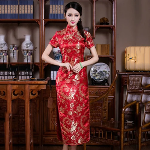 Split Vintage Red Knit Mandarin Collar Women Cheongsam Short Sleeve Sexy Tight Evening Party Dress Novelty Summer New Qipao