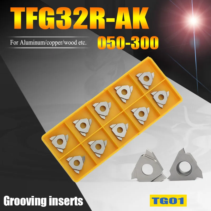 

10pcs TGF32 R050 TGF32R100 TGF32R150 TGF32R200 Lathe Turning Cutting Tools Grooving Cutter Inserts Blade Machining Aluminum