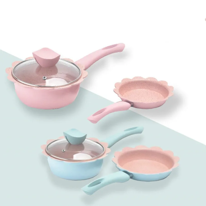  16cm Baby Food Non-stick Pan Supplement Pot Maifan Stone Children Milk Pot Soup Noodle Omelette Pot