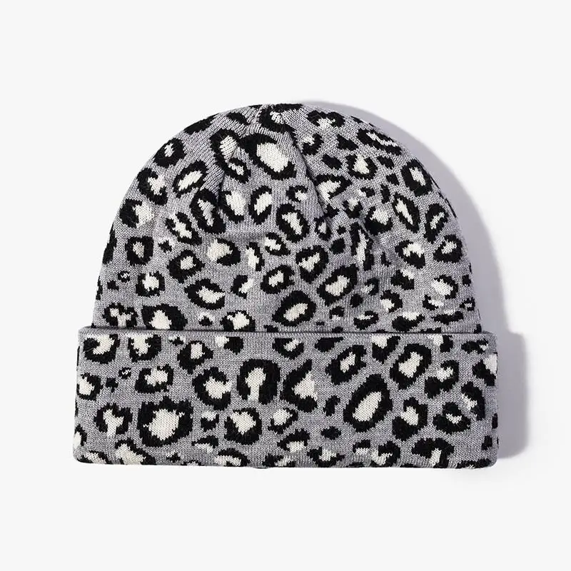 Acrylic Leopard grain Thicken knitted hat warm hat Skullies cap beanie hat for men and Women 146