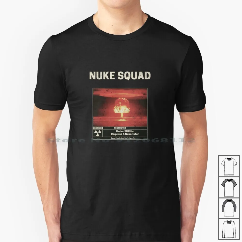 Nuke Squad Warzone T Shirt 100% Cotton Gulag Gaming Gamer Battle Royale Warzone Modern Warfare Verdansk Warzone Zombies Black