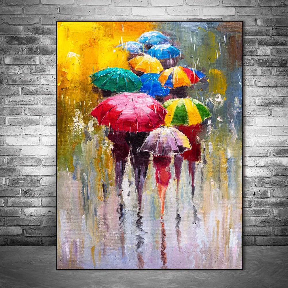 Landscape in the Rain Oil Paintings Print on Canvas Modern Portrait Canvas Art Posters and Prints Abstract Art Pictures Cuadros