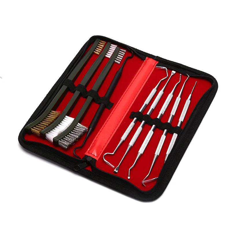 9pcs/Set Steel Wire Brush+Nylon Pick Set Universal Gun Hunting Cleaning Brush Kit Tactical Rifle Pistol Gun Cleaning Tool