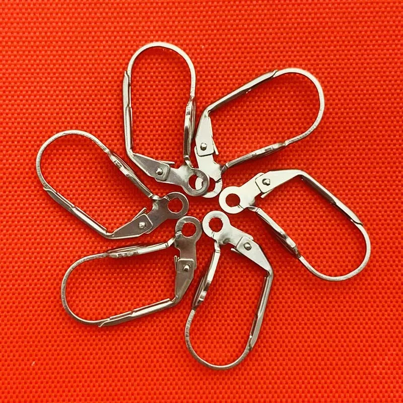 10PCS 316Stainless Steel Round Flower D Shape Ear Wire Lever Back French Earring Hook For Jewelry DIY Making Findings