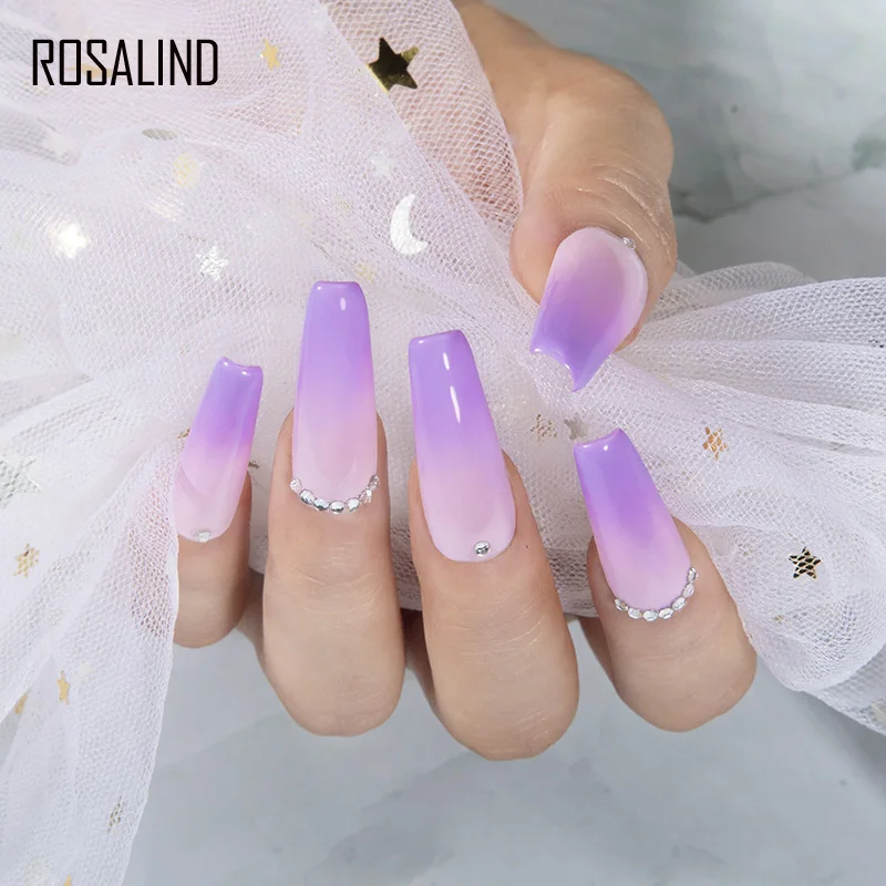 ROSALIND 2/6/12/24 Chiếc Gel Ba Lan Nhựa Gel Móng Tay Bộ Ngâm Off Base top COAT Gel Móng Tay Họa Tiết Kìm Làm Móng Nghệ Thuật