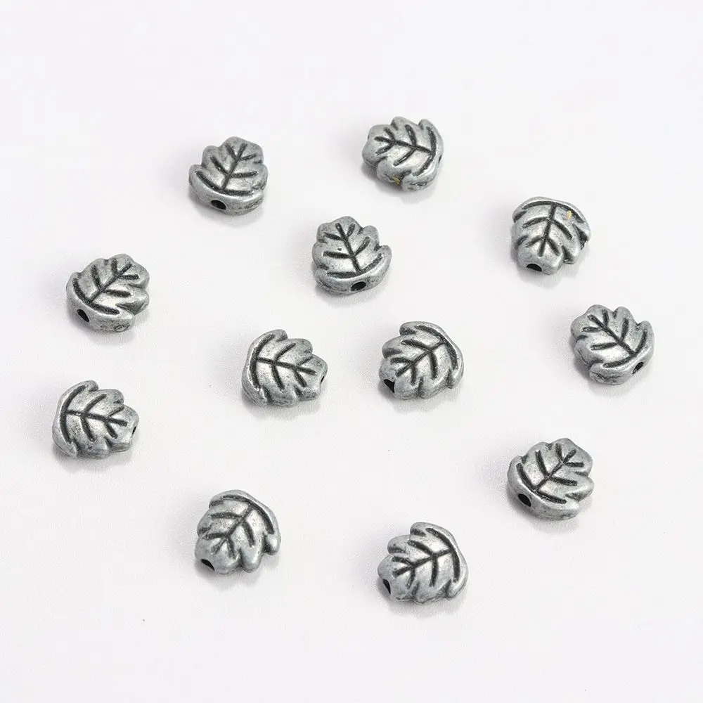 100 stücke Tibetischen Silber Blatt Spacer Lose Metall Perlen Für Schmuck Handmaking Diy Armband Halskette Perlen Zubehör Großhandel – Detail 5