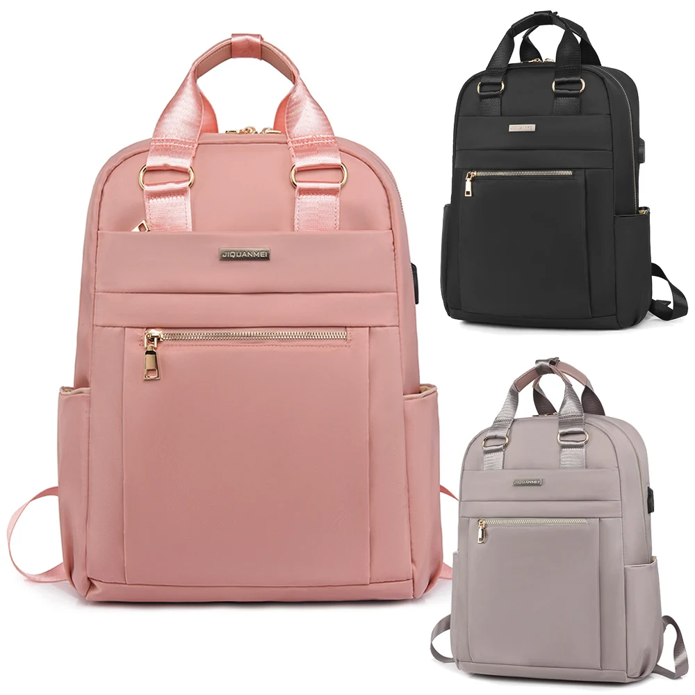 13 14 15 15.6 Inch Waterproof Nylon Backpack Ladies Laptop Bag with USB Interface For Notebook Tablet College Style