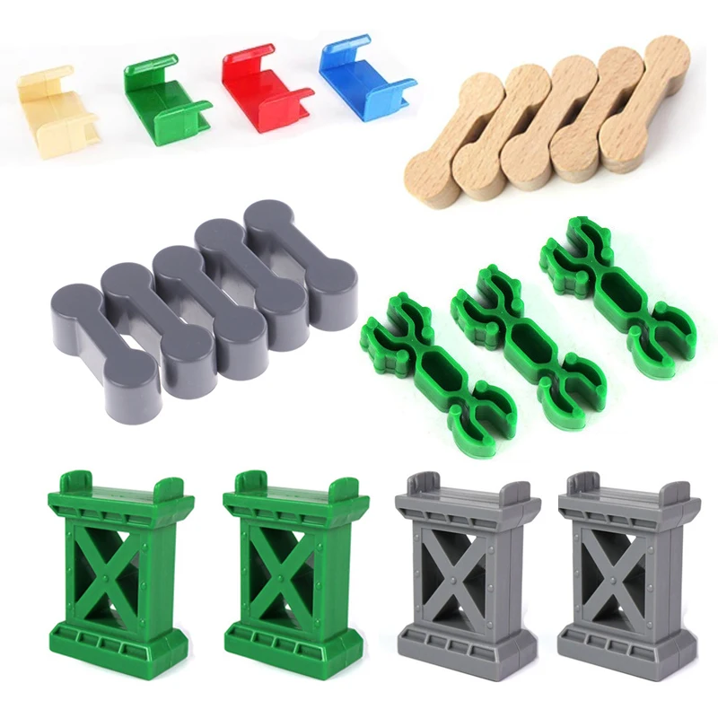 Beech wooden railway track accessories wooden holder plastic connectors fit brand wood track toys for children