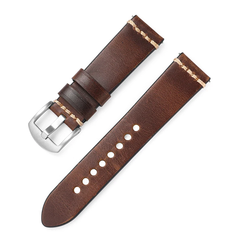 Watchband  20mm 22mm watch band leather strap Oil wax color changing cowhide vintage men\'s strap watch accessories Z75