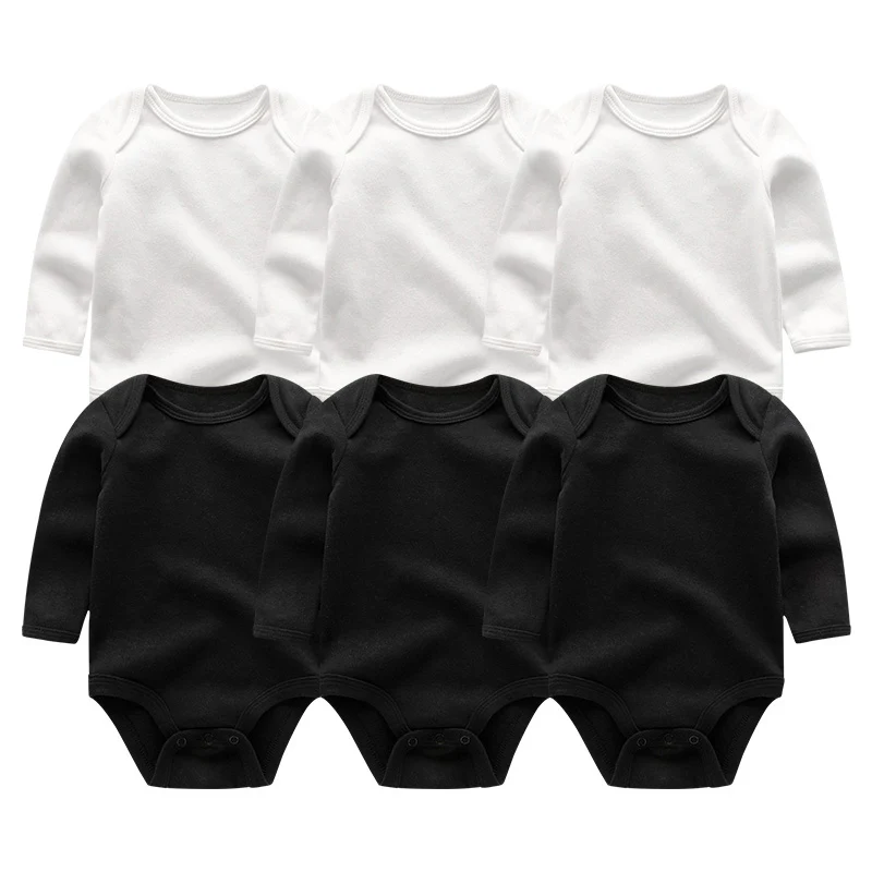 Solid 3/5/6PCS Full Sleeve Unisex Baby Girl Clothes Bodysuit Cotton Newborn Baby Boy Clothes O-Neck Ropa Bebe