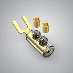 Audiocrast B554G 24k Gold Plated Plug Conenctor Gold plated Spade Speaker Y Plugs Audio Screw Fork Connectors High Clear