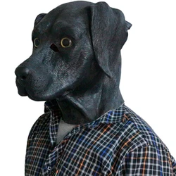 Latex Animal Dog Mask Labrador Mask Disguise Black Labrador Dog Adult Headgear Halloween Party Costume