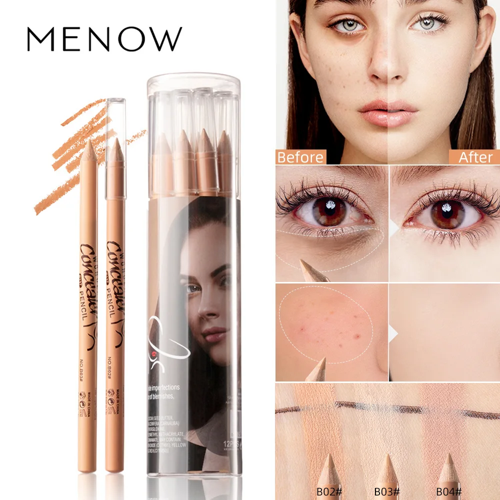 Menow-Lápiz corrector de varilla de madera P137 para mujer, cubierta de lápiz de 12 cicatrices de Color, productos de maquillaje de alto brillo, regalo cosmético, gran oferta