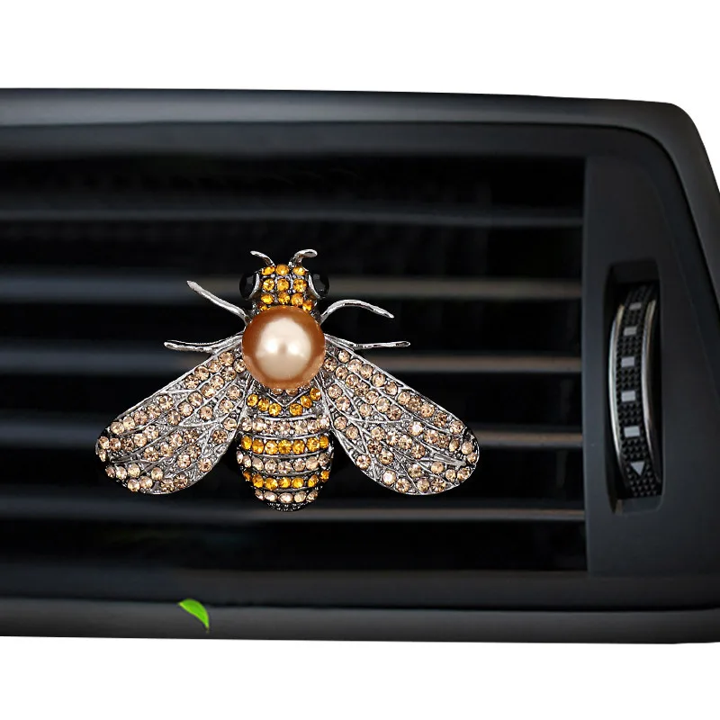 Diamond-Encrusted Honeybee Car Perfume Clip Air Freshener Automobile Air Conditioner Outlet Diffuser Stylish Air Freshener for C