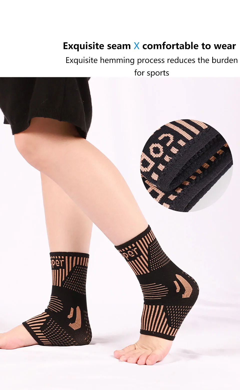 AOLIKES 1PCS Kupfer Ankle Brace Ankle Compression Sleeve Ankle Support Fuß Brace Für Verstauchten Knöchel, Schwellungen, laufschuhe, Sport – Detail 4