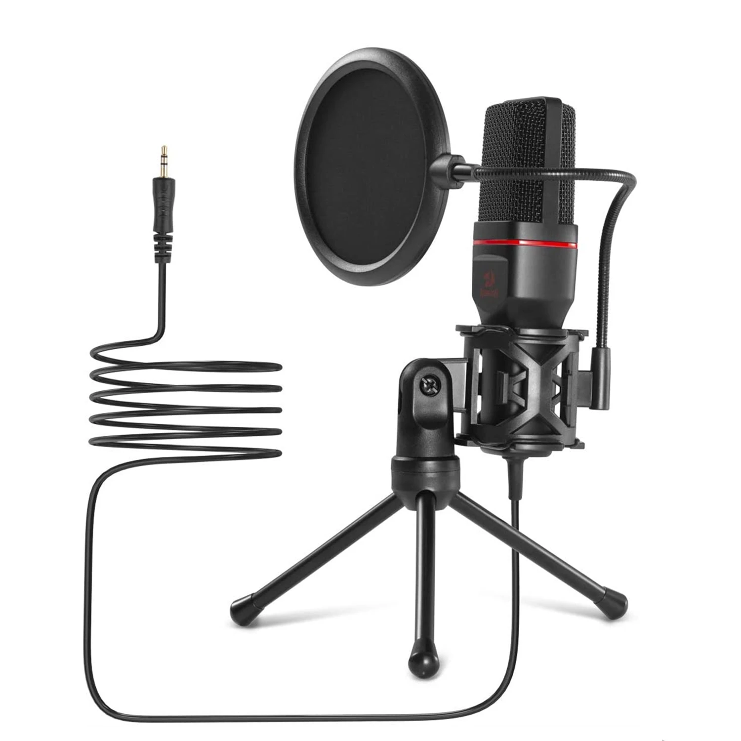 

Redragon GM100 Microhone 3.5mm XLR Pop Filter Tripod Stand Shock Mount for Gaming Streaming Recording Podcasting Broadcasting