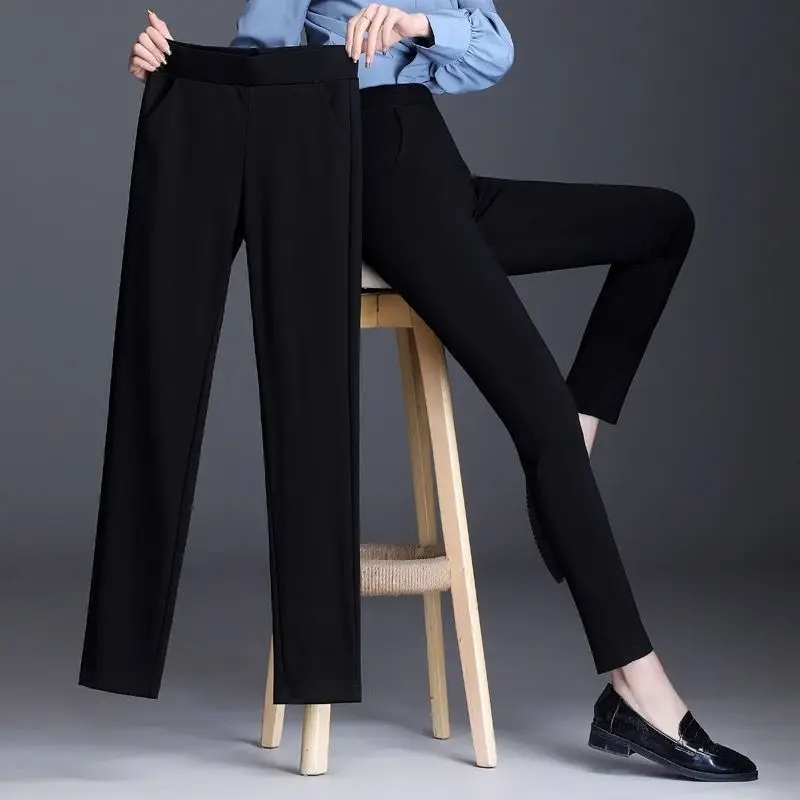 Women Pants 2021 Spring Summer Casual Pants Stretch High Waist Women\'s Pants Baggy Straight Trousers Pants Pantalones De Mujer