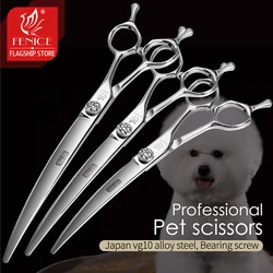 Fenice JP VG10 Steel 6.5/7/7.5 inch Curved Blade Pet Dog Grooming Scissors Shears Bearing Screw Pet Scissors Dogs Products