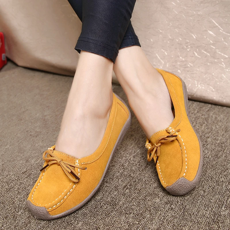 All Seasons Women's Leather Casual Boat Shoes Woman Flats Loafers Breathable Hiking Shoes For Lady Office Girl Nurse shoes