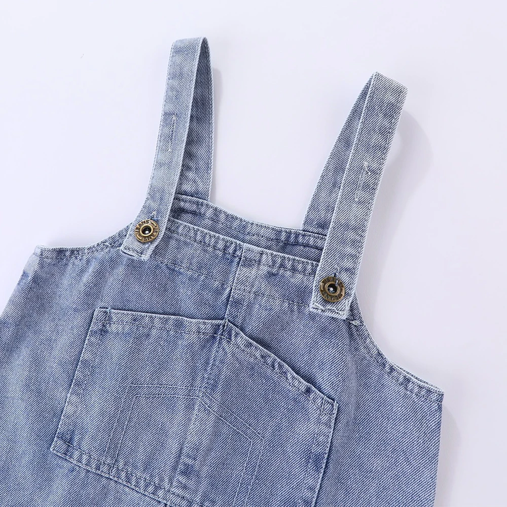 Mudkingdom Little Girls Dresses Denim Overalls Loose Girl Skirtall Jumper Plain Pinafore Mini Dress Toddler Girl Spring Clothes