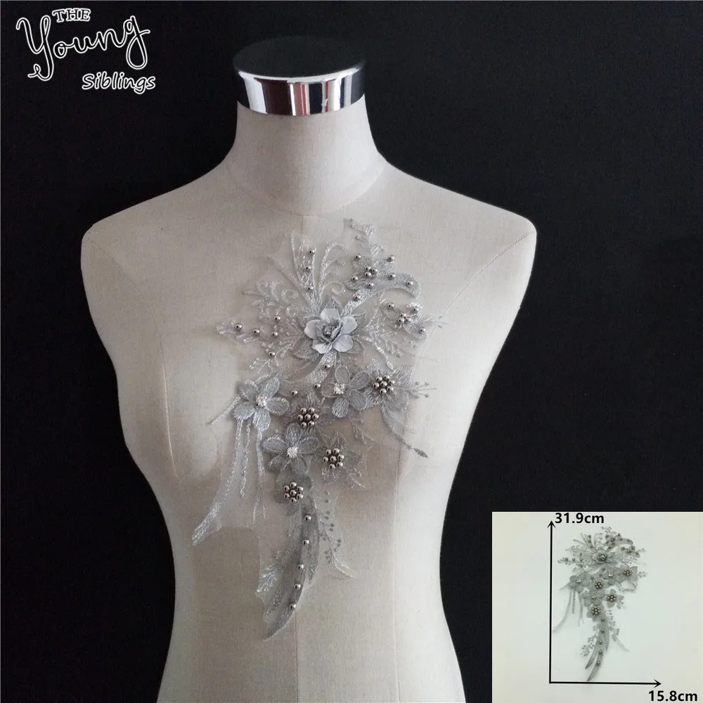 Fashion ABS pearl lace collar embroidery DIY sequins lace neckline three-dimensional flower decoration clothing decals