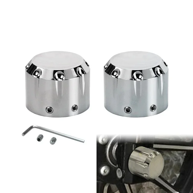 

Motorcycle Front Axle Nut Covers Caps Aluminum Black/Chrome For Harley Sportster Touring Softail Dyna VRSC Fat Bob Wide Glide
