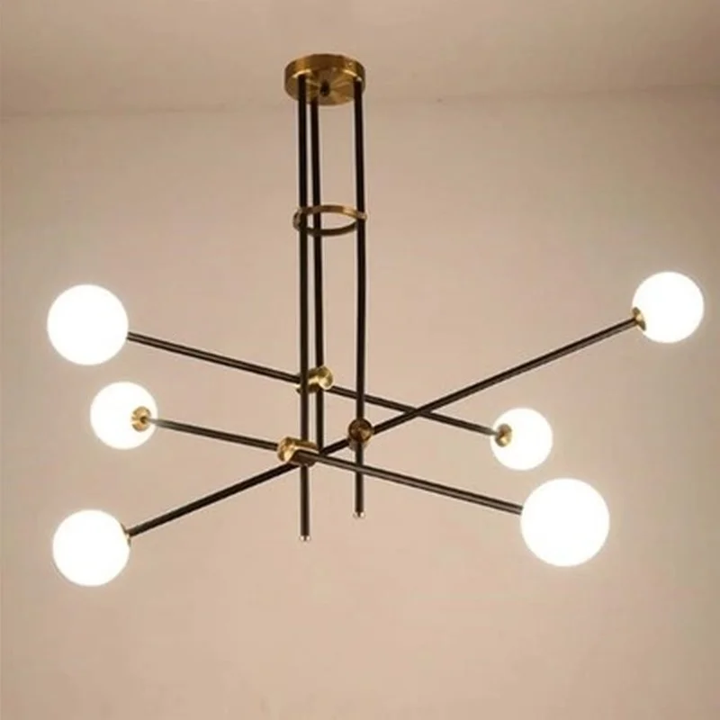 

Post Modern Chandelier, Branch Light Living Room Hall Iron Modo Glass Ball Simple Lines Pendant Lamp Lighting Fixture