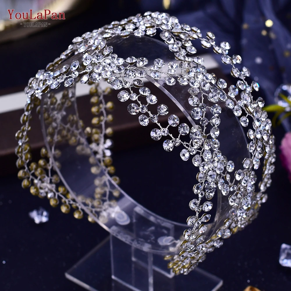 

TOPQUEEN Bridal Headband Wedding Headpiece Rhinestone Women Tiara Wedding Hair Jewelry Queen Headwear Handmade Bride Tiara HP243