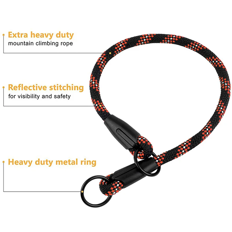 Dog Collar Slip Choke Reflective Pet Collars for Small Medium Large Dogs Rope Heavy Duty Walking Running Hiking Collar