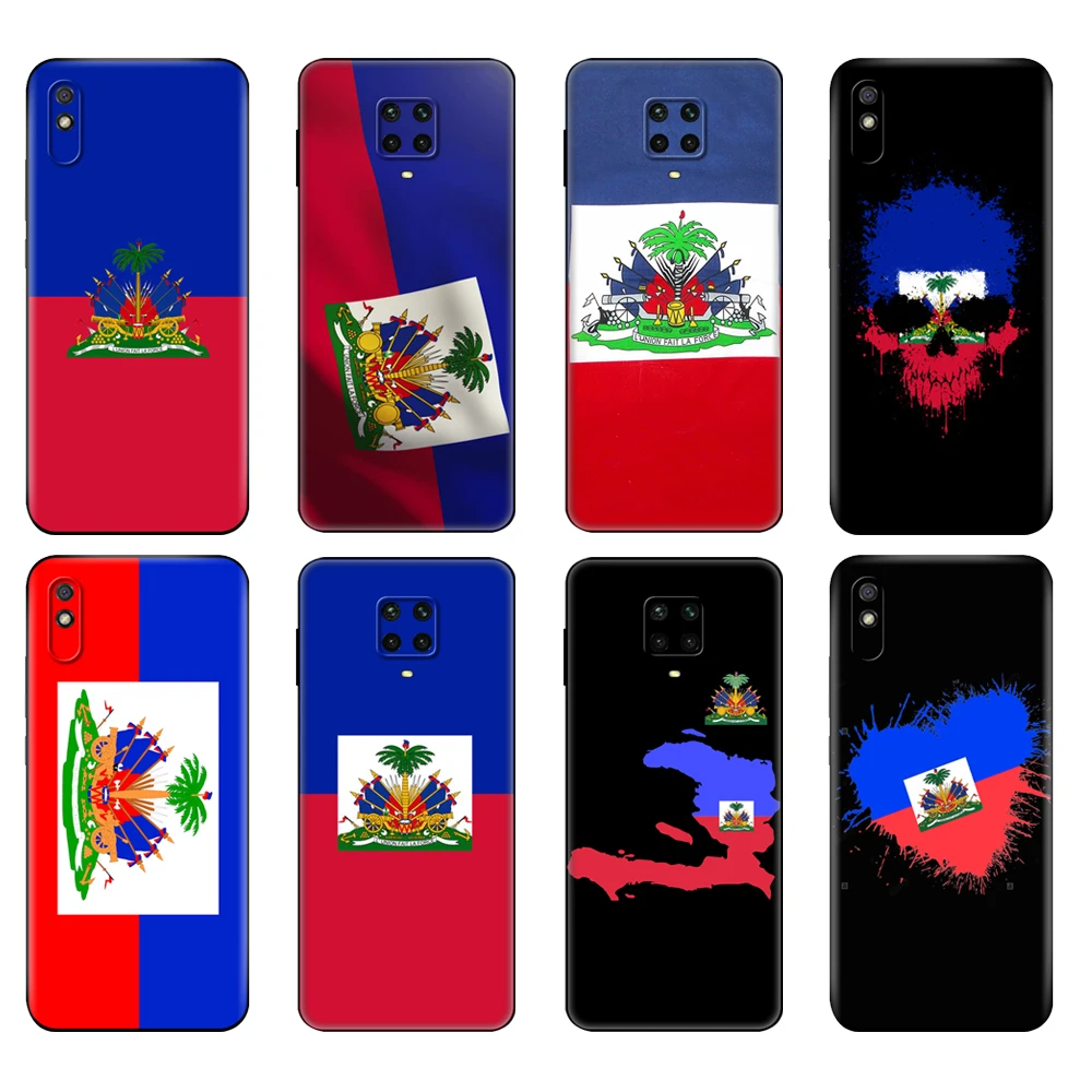 Black tpu Case For Xiaomi Redmi 7A 8 8A 9 9A 9C Case Redmi Note 8T 8 Pro T Note 9 9S 9 Pro Case Vintage Haiti Haitian Flag