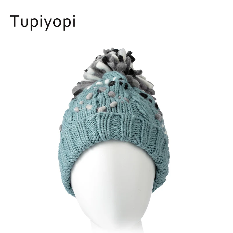 Tupiyopi Classic Woolen hat Knitted hat keeps warm in winter curled thick winte hat European style For men and women New