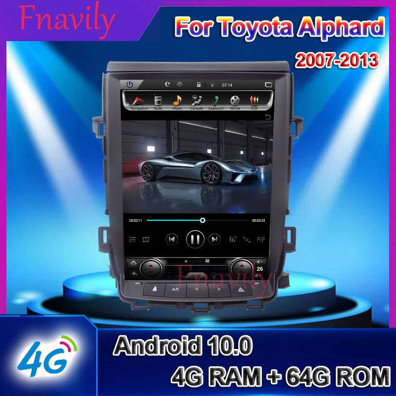 

Fnavily Vertical Screen Tesla Style 12.1'' Android10.0 Car Radio For Toyota Alphard 2007 - 2013 Car Dvd Player GPS Navigation 4G