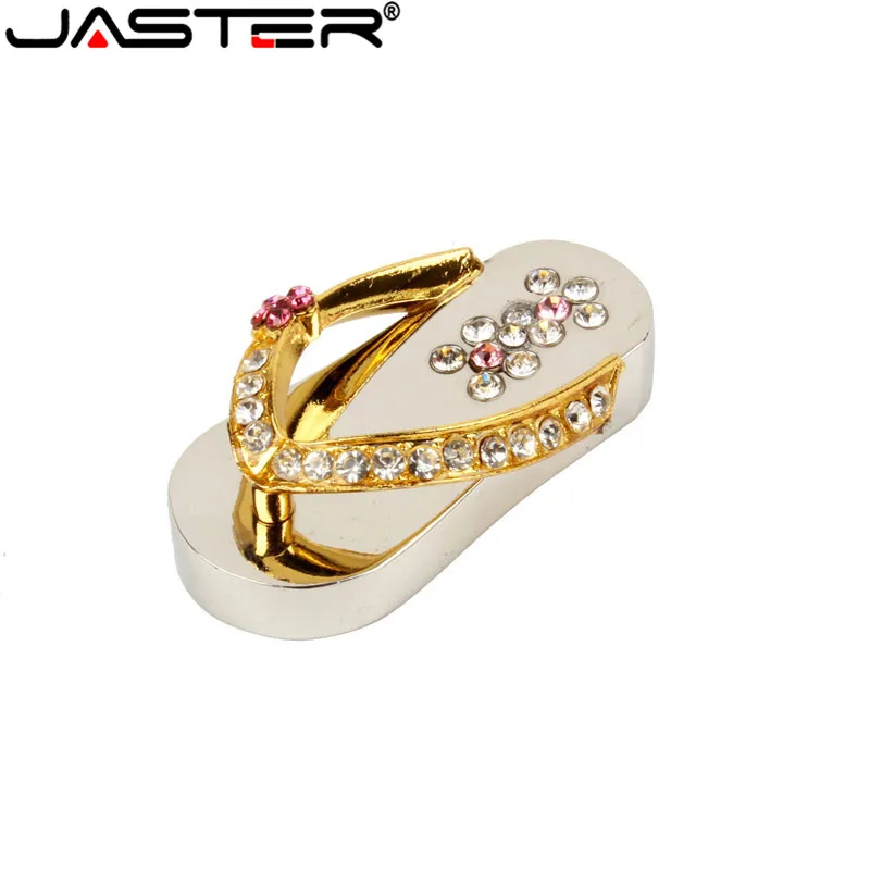 JASTER metal crystal slippers USB Flash drive Memory stick usb Stick 4GB 8GB 16GB 32GB 64GB Pendrives  girl\'s gift beauty shoes