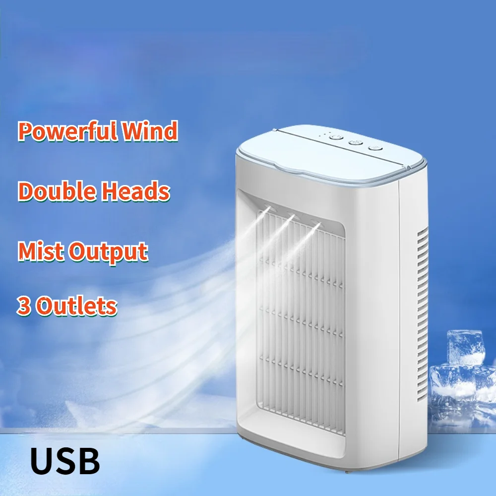 

USB Spray Humidification Water Cooling Fan Desktop Household Double Air Cooler Mini Table Top Small Air Conditioning