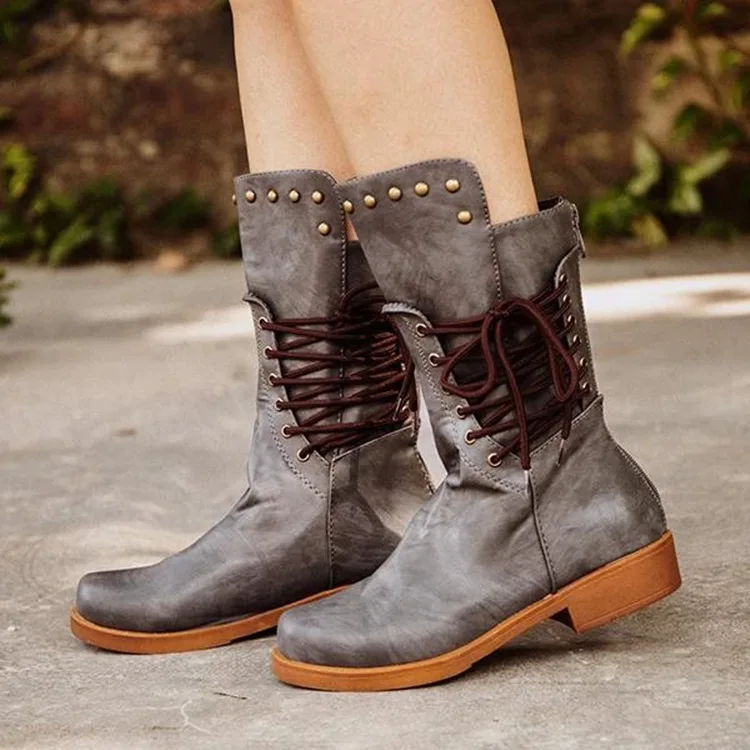 Withered Winter Ankle Boots Women England Fashion Motorcycle Martin Boots Shoes Woman Bandage Cowhide Botas Mujer Shoes Women