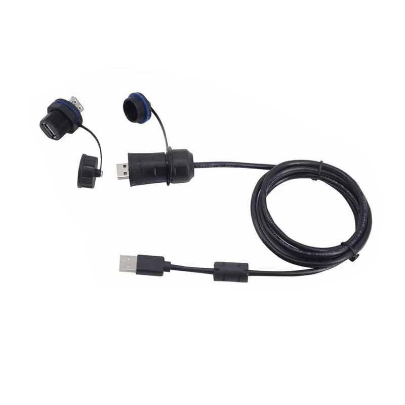 USB 2.0 Extension Cable IP68,มาตรฐานอุตสาหกรรมประเภทหญิงหญิงขั้วต่อปลั๊กป้องกันฝุ่นหมวก