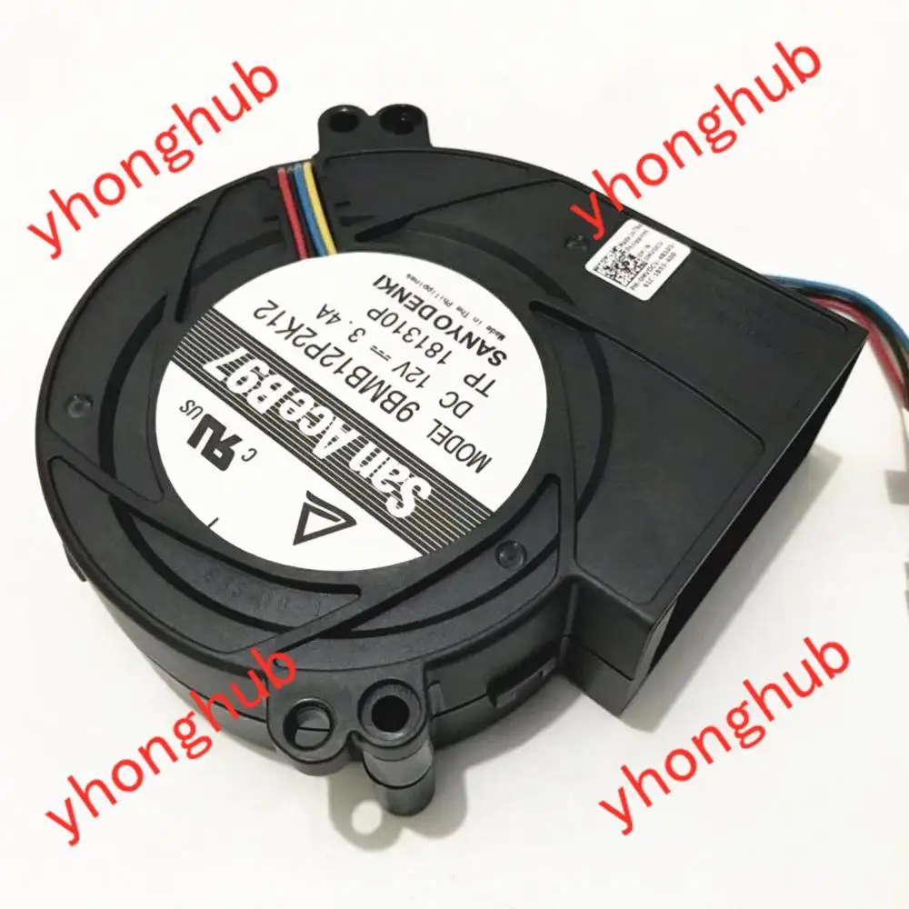 

Sanyo Denki 9BMB12P2K12 DC 12V 3.4A 97x97x33mm 4-wire Server Blower Fan